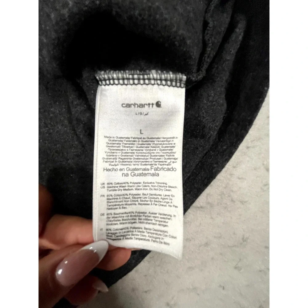 Carhartt Pocket T Shirt Mens Large Gray Knit Cotton Loose Fit Workwear Logo‎ Tee